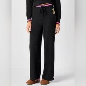 NWT. Haribo (Gummy Bear) Women's Black Fuzzy Sweatpants with Pink Highlights